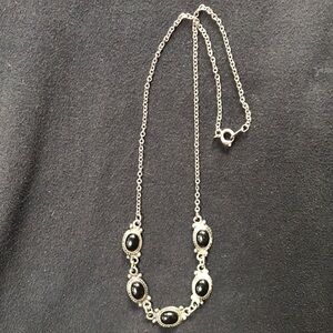Intricate Black and Silver Filigree Necklace